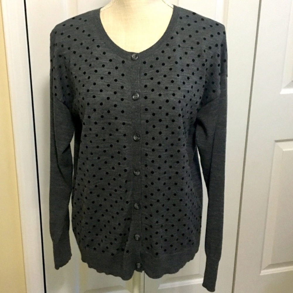 Halogen Black Dot Merino Wool Blend Cardigan XLP